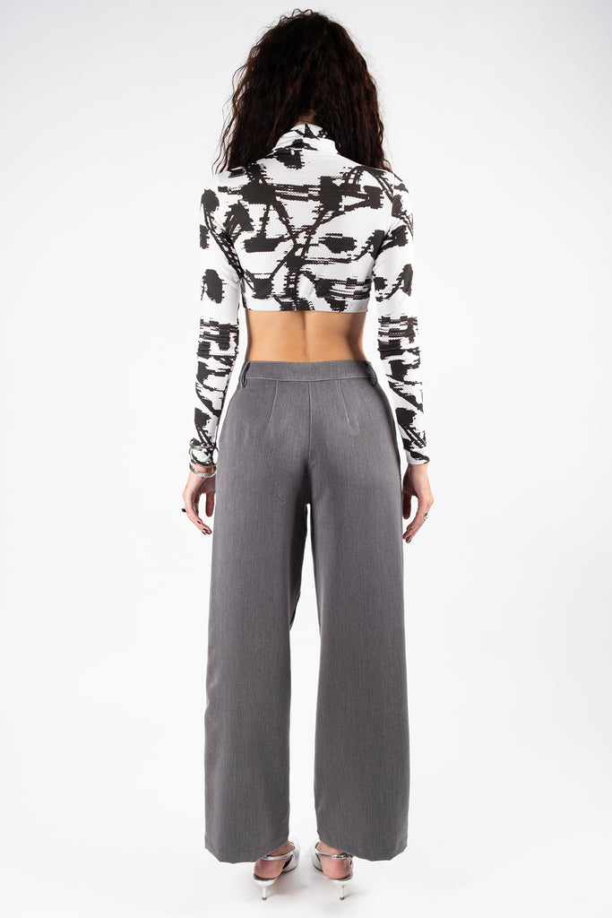 Long Sleeves Crop Top - Static White