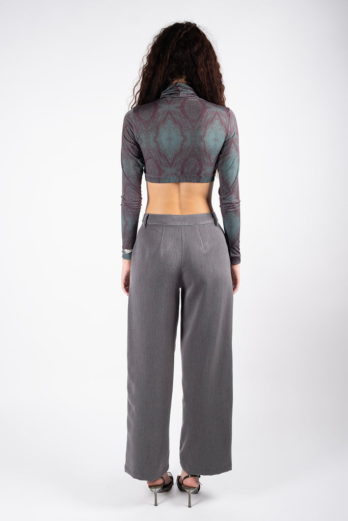 Long Sleeves Crop Top - Magenta Prism