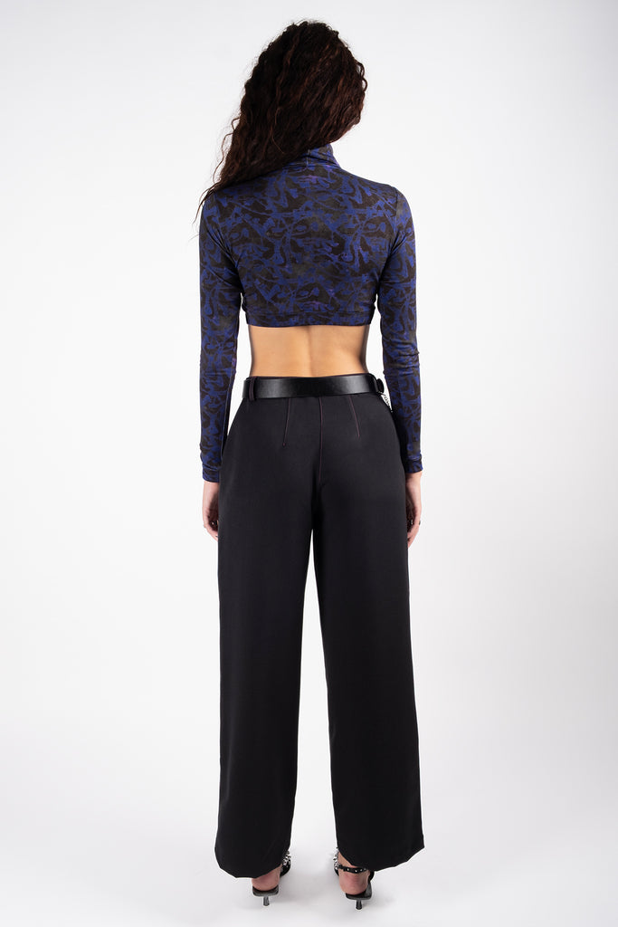 Long Sleeves Crop Top - Static Purple