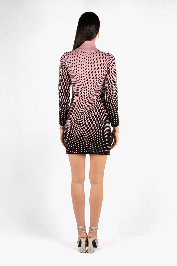 Suki Knit dress – Liquified / Candy Pink-Black Pattern