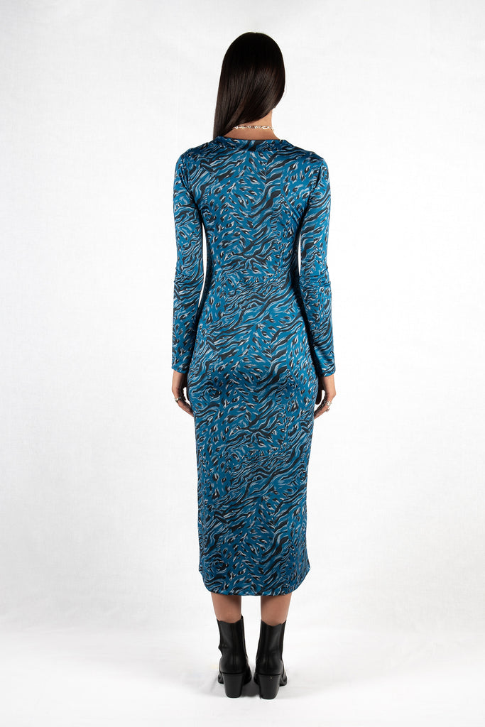 Akemi Long dress – Animal Orientale / Royal Blue Print