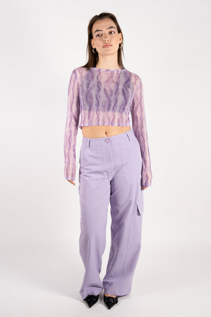 Mesh Top - Leopard Snake Lilac