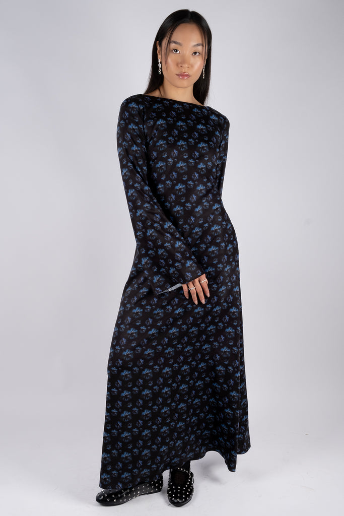 Long dress – Faded Floral Blue/Black