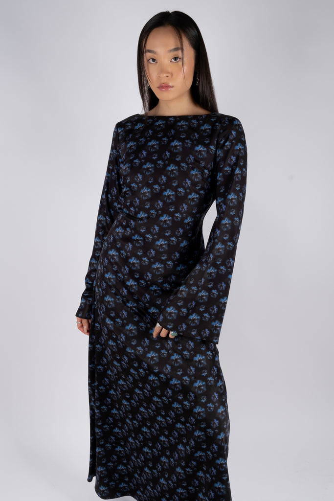 Long dress – Faded Floral Blue/Black