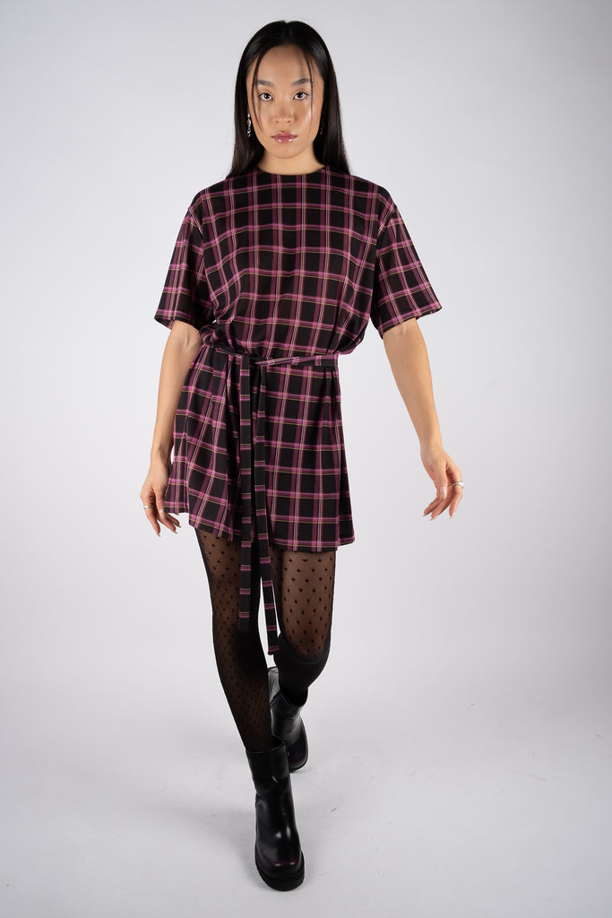 Loose Dress – Plaid Fuschia