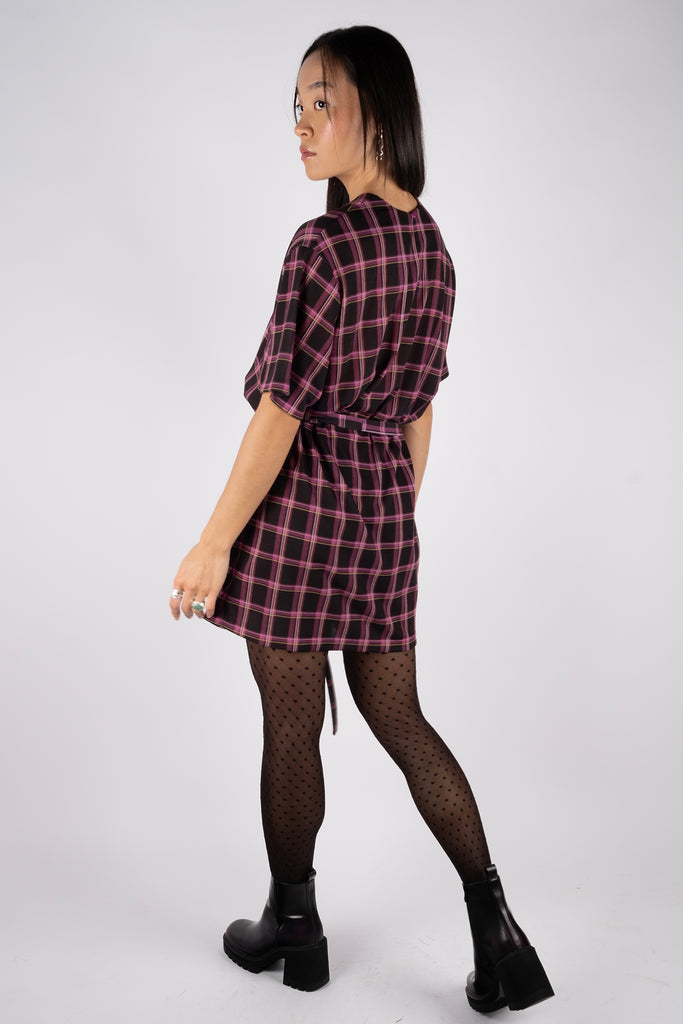 Loose Dress – Plaid Fuschia