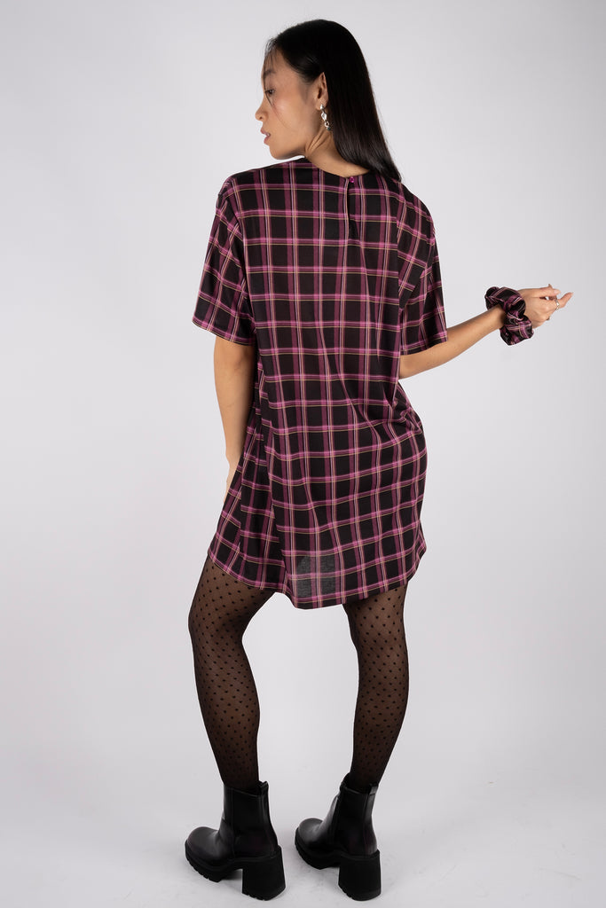 Loose Dress – Plaid Fuschia