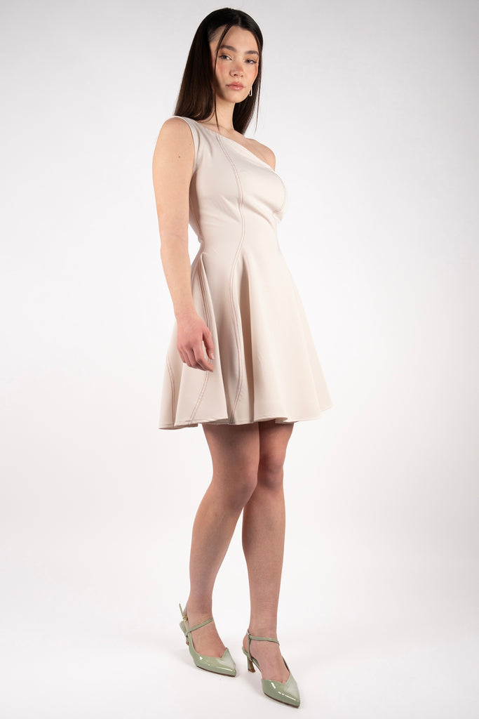 One Shoulder Dress - Sandy Beige