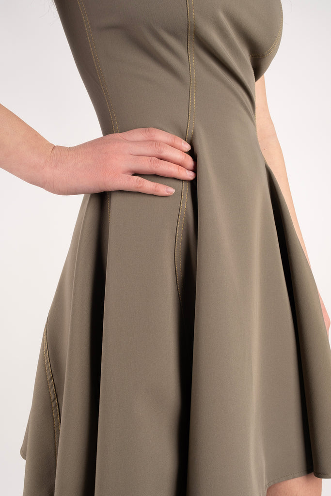 One Shoulder Dress - Olive