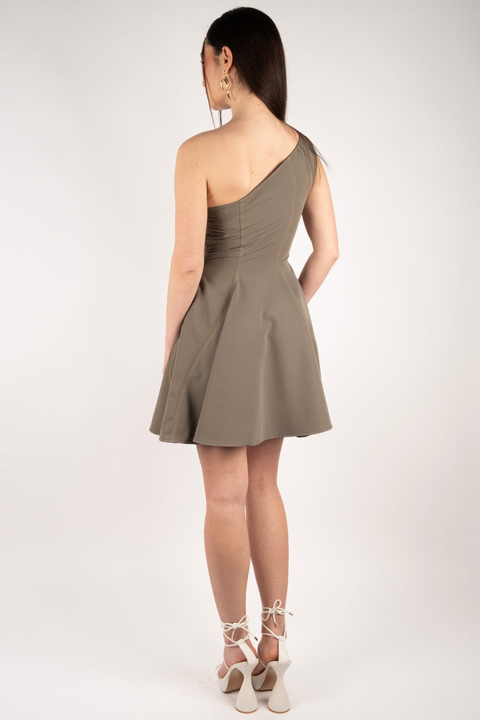 One Shoulder Dress - Olive