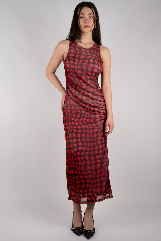 Mesh Dress - Ruby Plaid