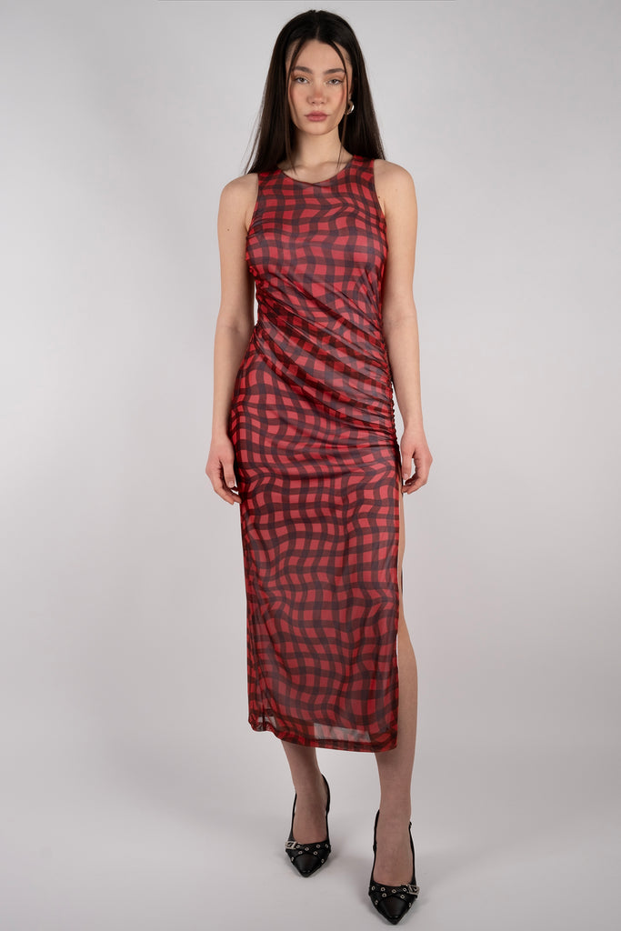 Mesh Dress - Ruby Plaid