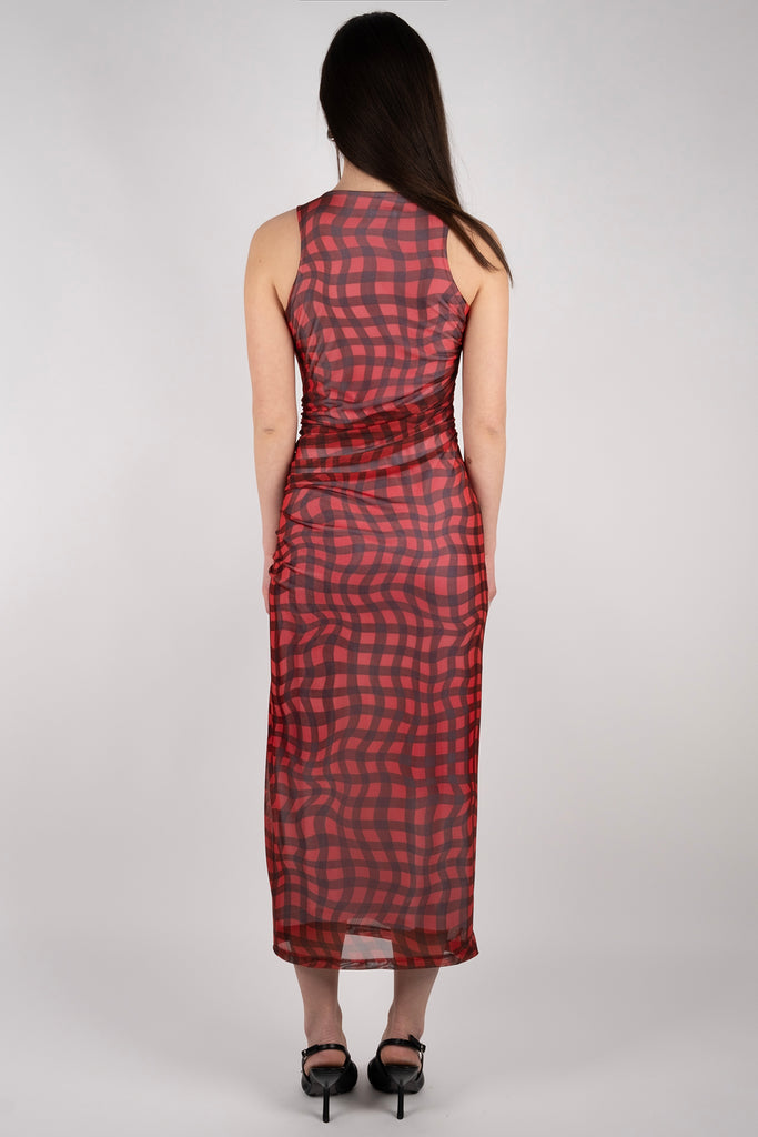 Mesh Dress - Ruby Plaid