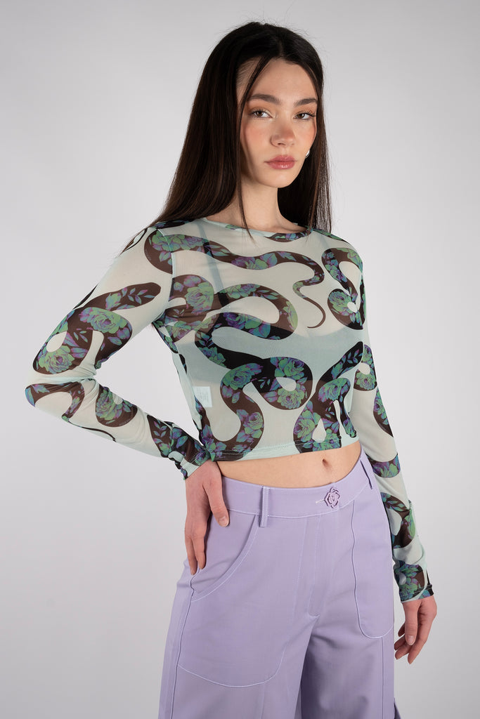 Mesh Top - Floral Viper Mint