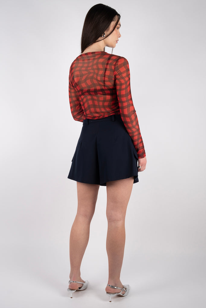 Mesh Top - Ruby Plaid